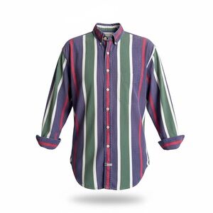 Vintage 90s AE Outfitters 🦅 Striped Color-block Button Down Sz L